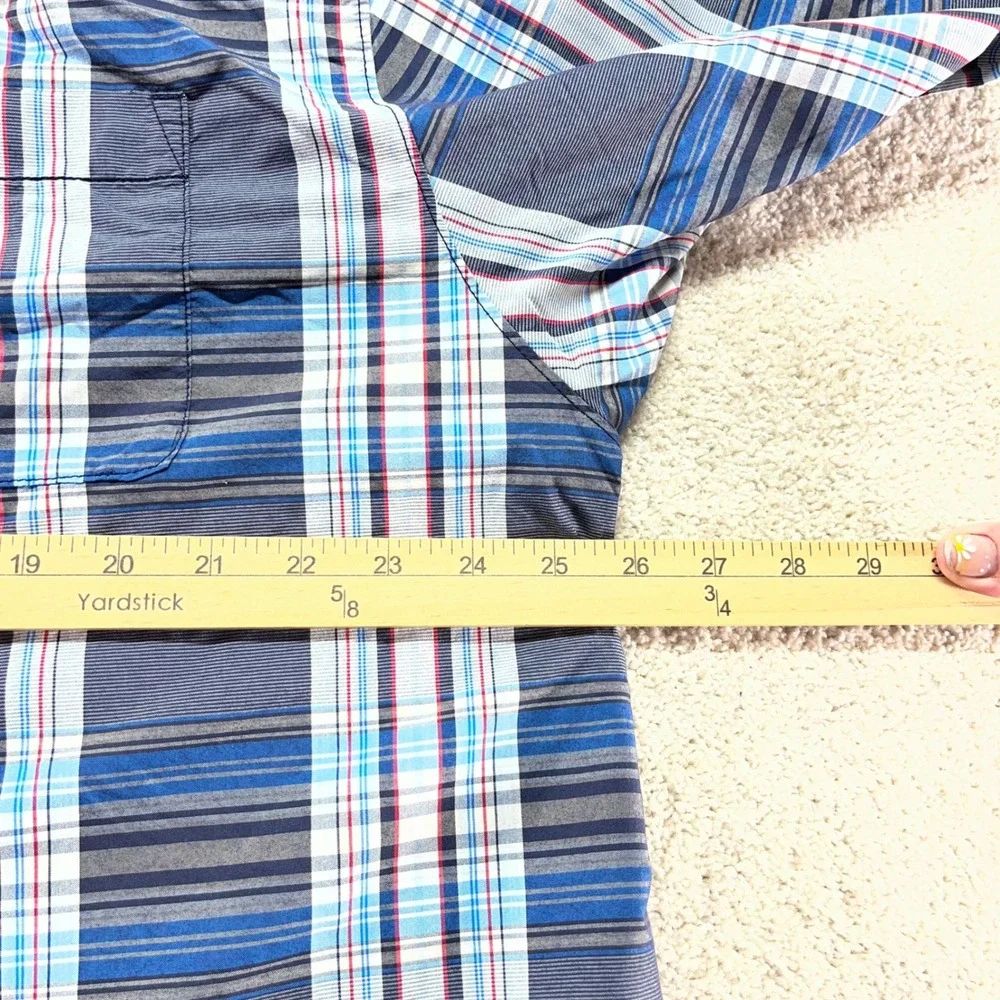 The North Face Button Up Shirt Mens XXL Blue Plaid‎ Short Sleeve Hiking Outdoor